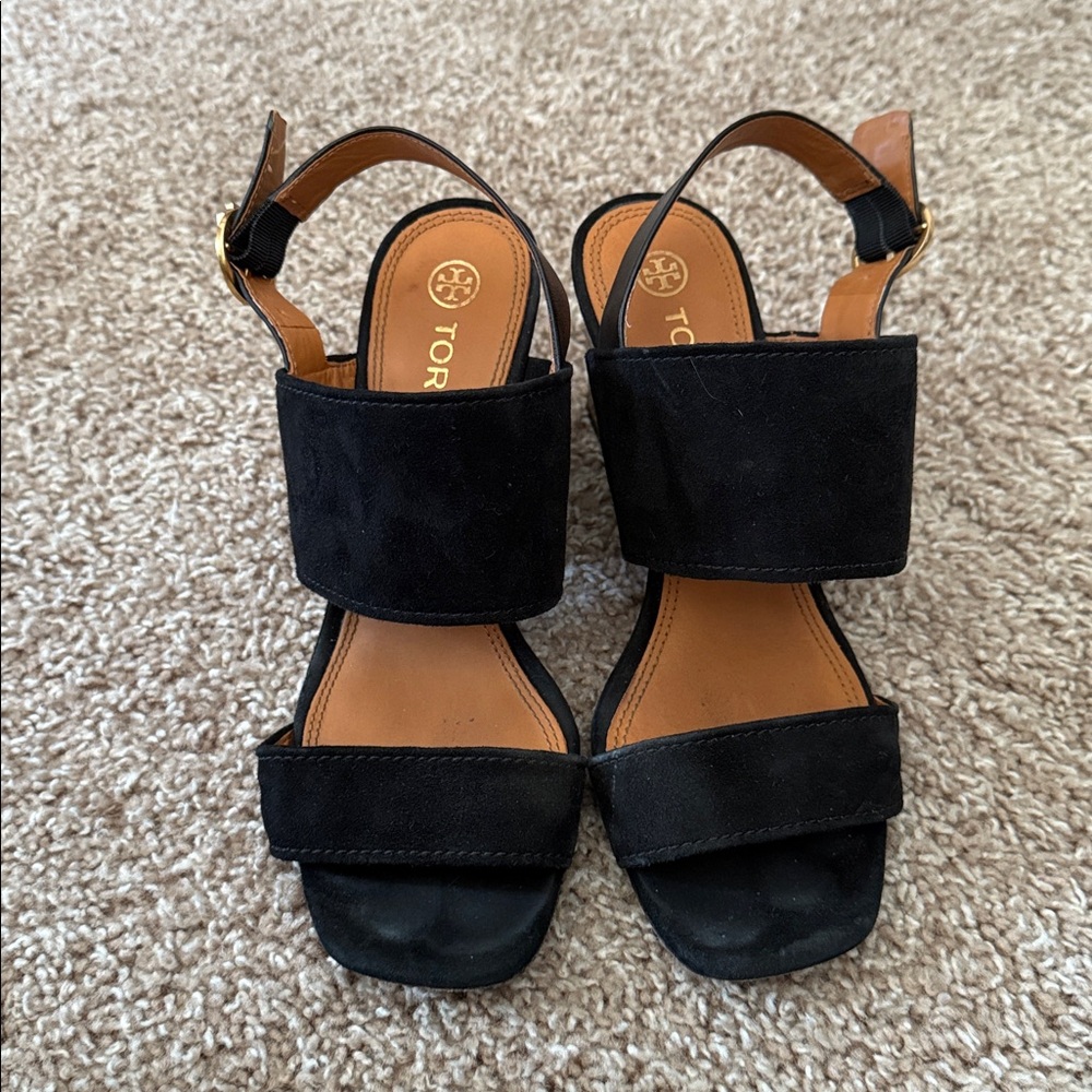 Tory Burch Black Suede Open-Toe Sandals